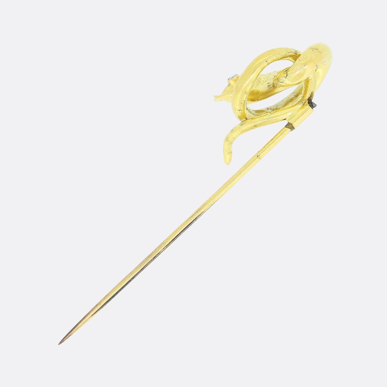 Single Cut Vintage Diamond Snake Stick Pin