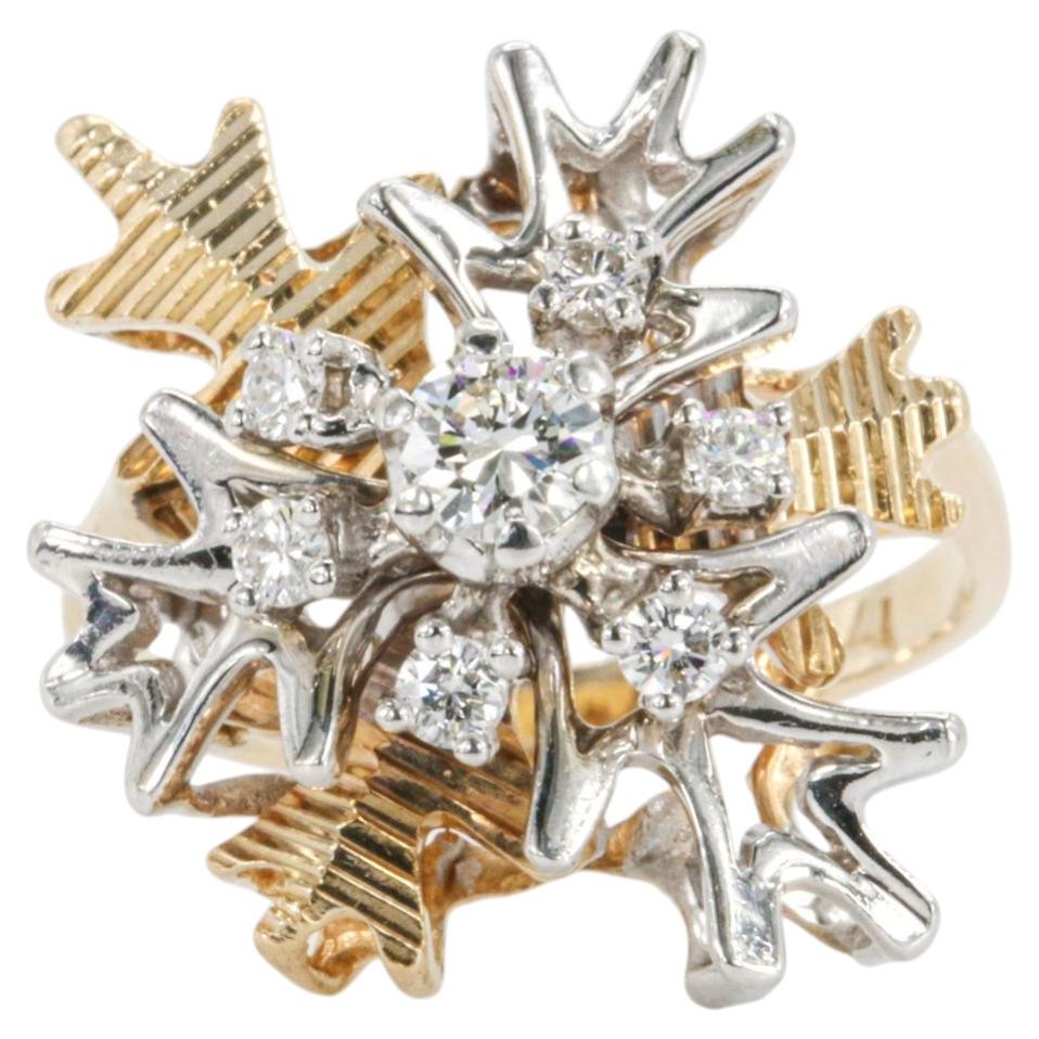 Vintage Diamond Snowflake Ring in 14k Two-Tone Gold