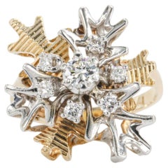 Vintage Diamond Snowflake Ring in 14k Two-Tone Gold