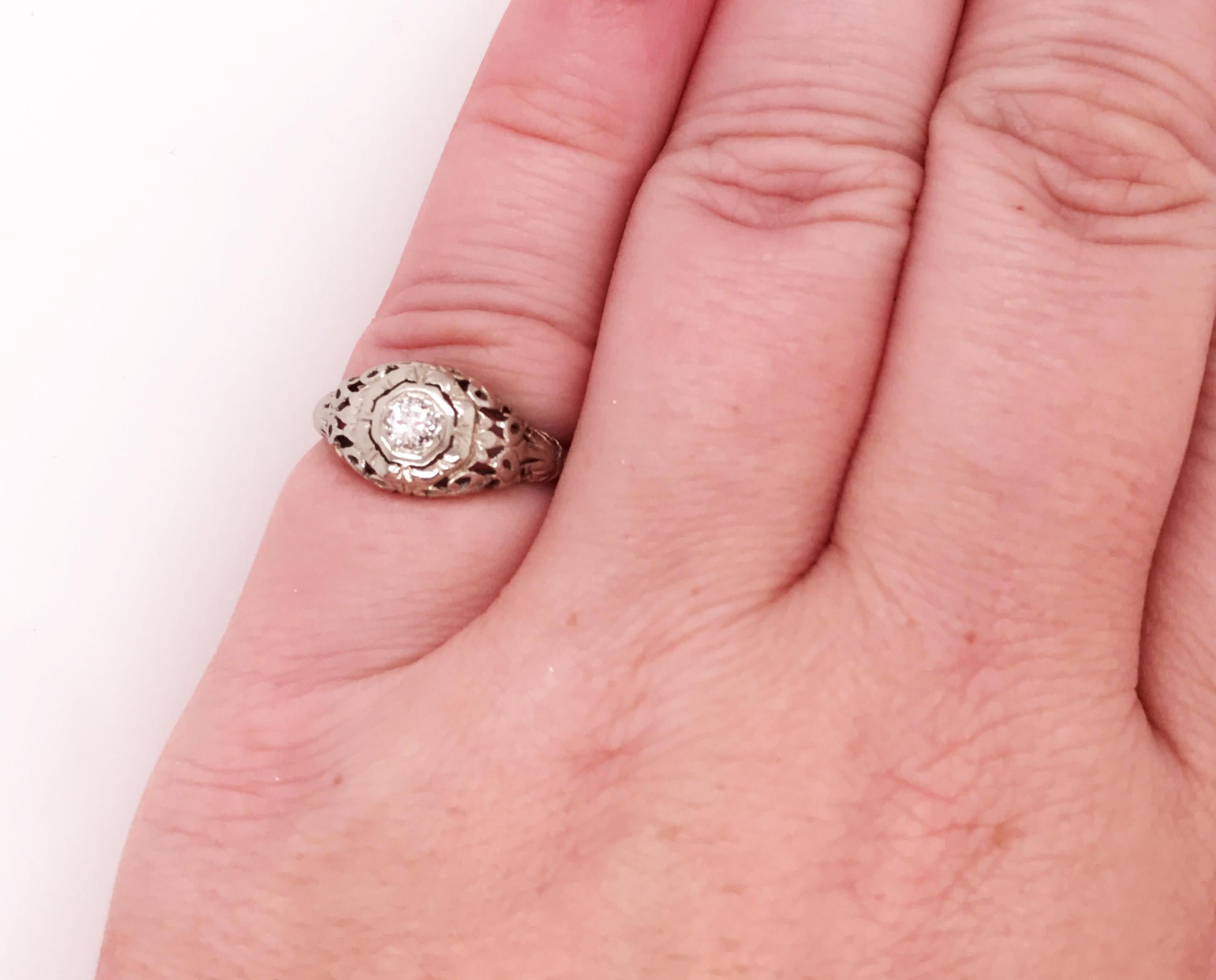 Art Deco Diamond Engagement Ring .12ct Old European Original 1920's Antique 18K For Sale 1