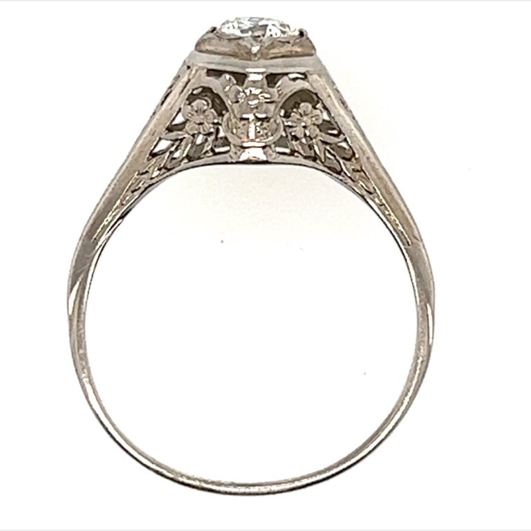 Art Deco Vintage Diamond Solitaire Engagement Ring .30ct Belais Bros 18K Deco Original 19 For Sale