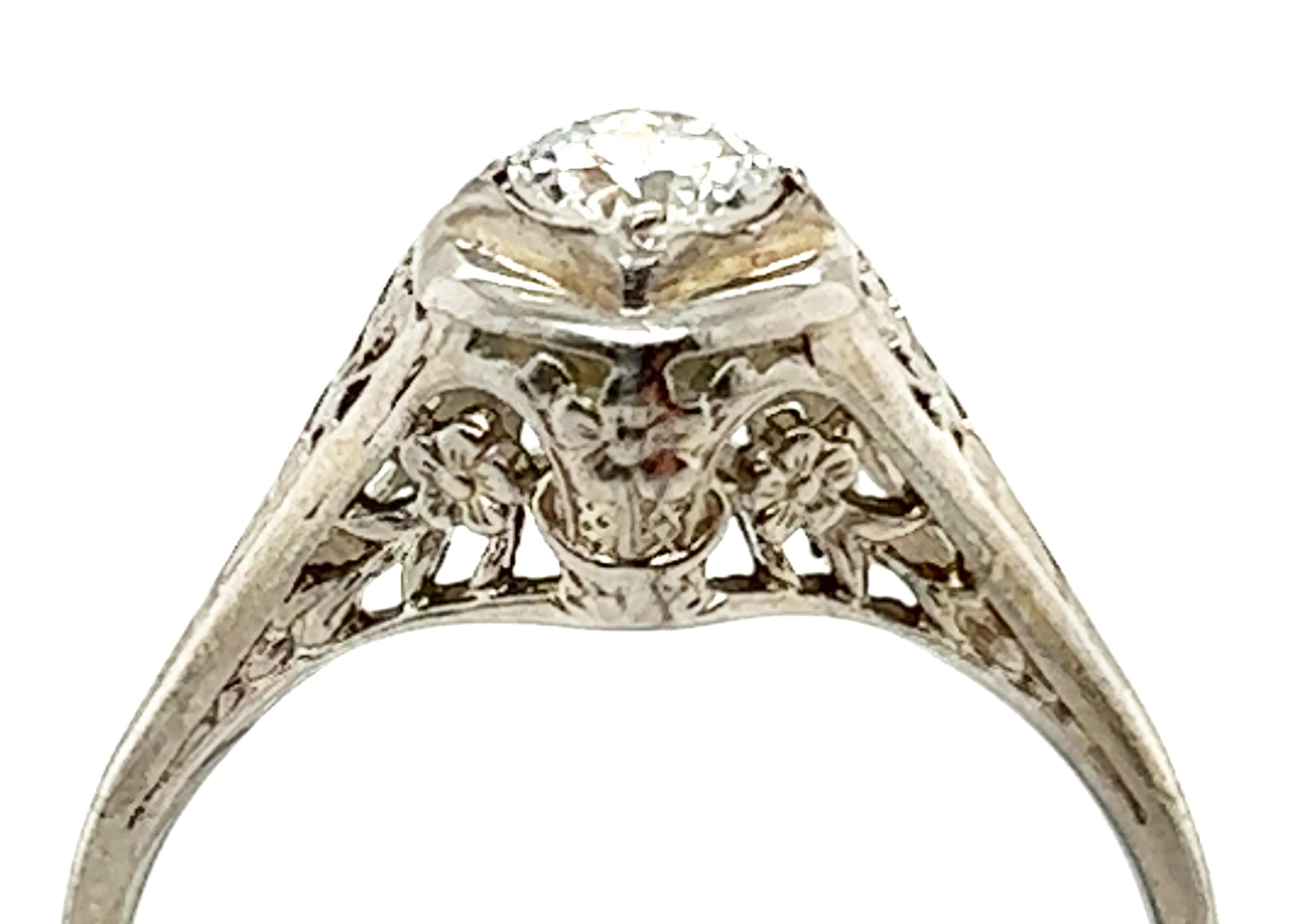 Art Deco Vintage Diamond Solitaire Engagement Ring .30ct Belais Bros 18K Deco Original 19