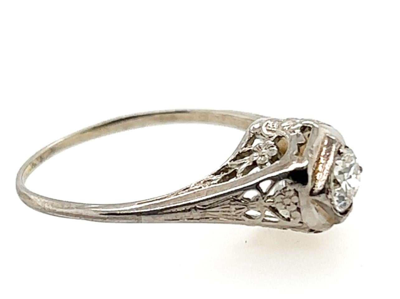 Old European Cut Vintage Diamond Solitaire Engagement Ring .30ct Belais Bros 18K Deco Original 19