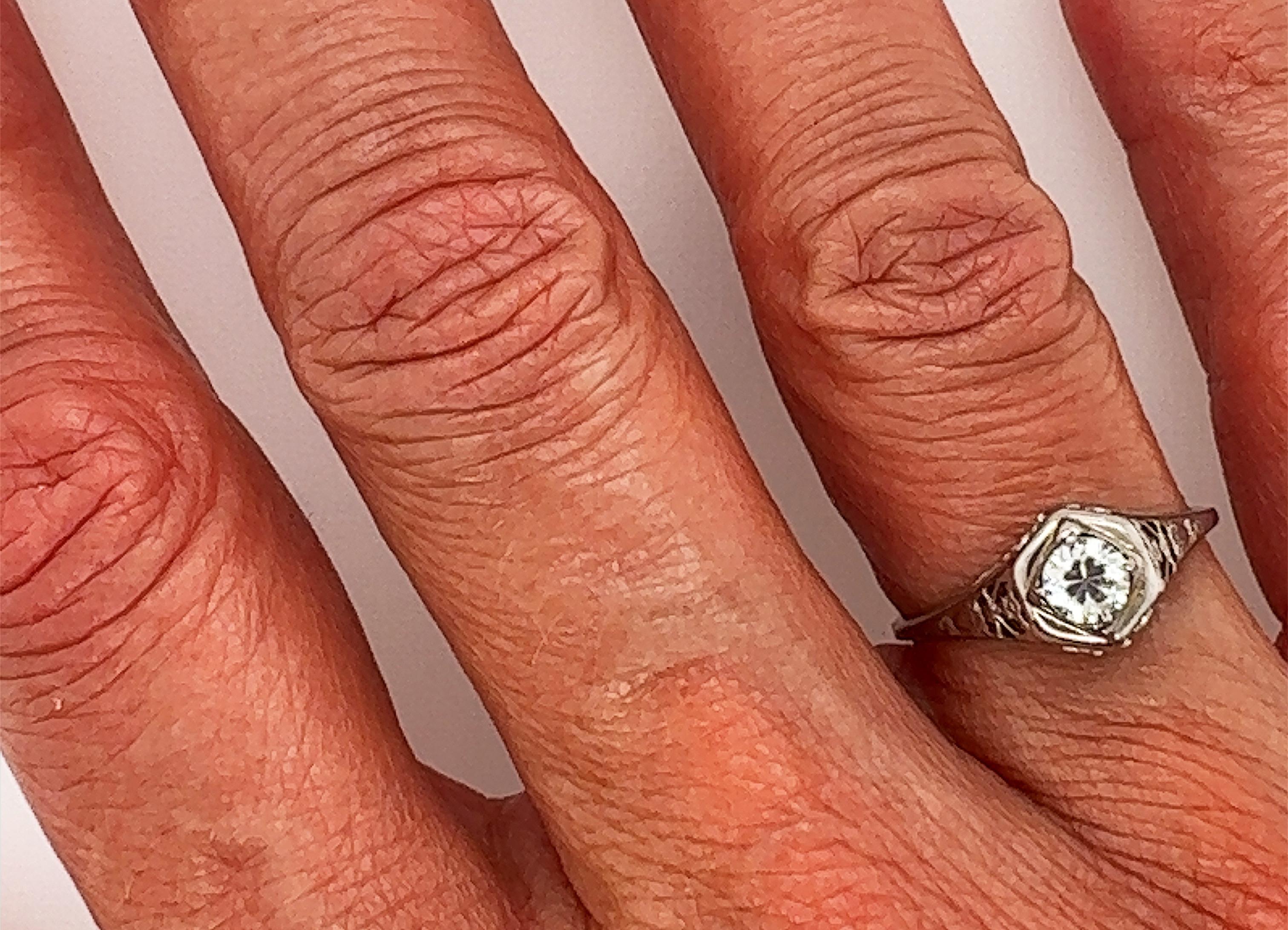 Vintage Diamond Solitaire Engagement Ring .30ct Belais Bros 18K Deco Original 19 1
