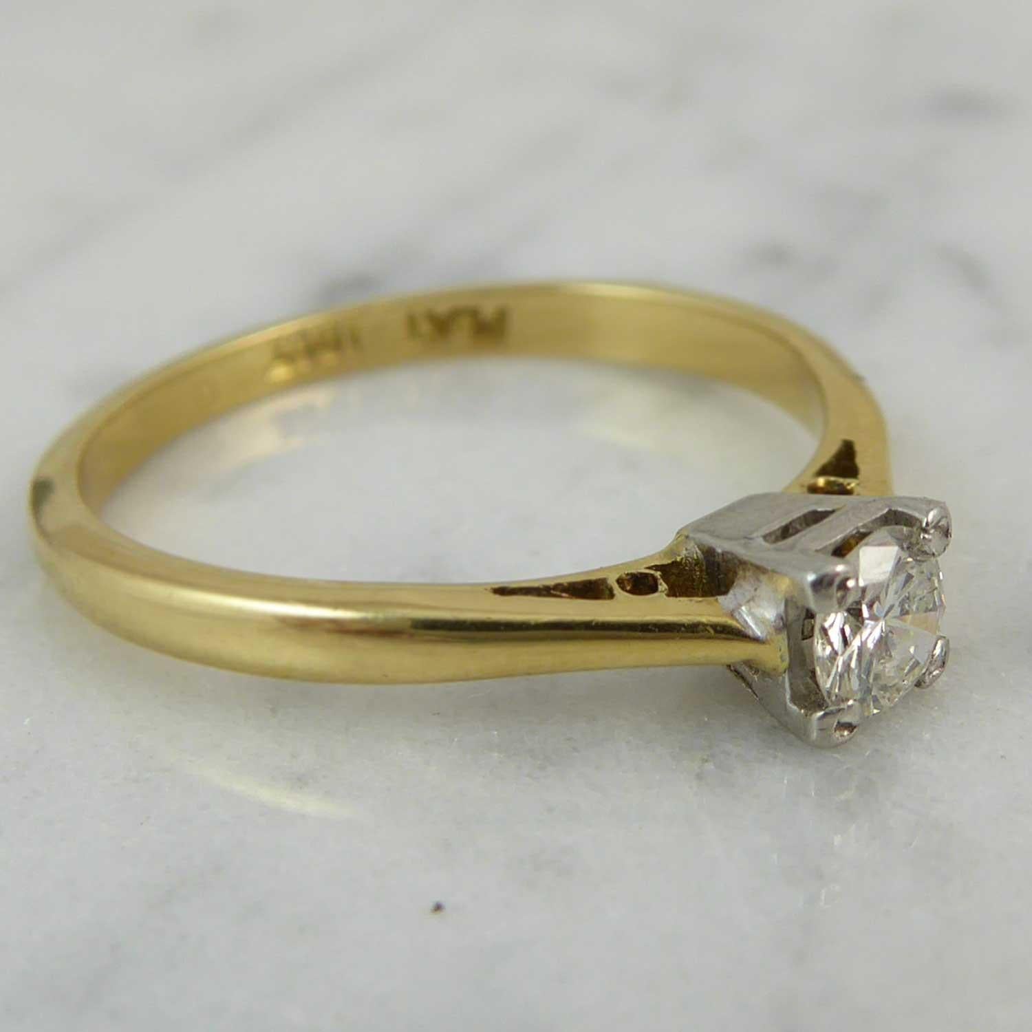 Women's or Men's Vintage Diamond Solitaire Engagement Ring