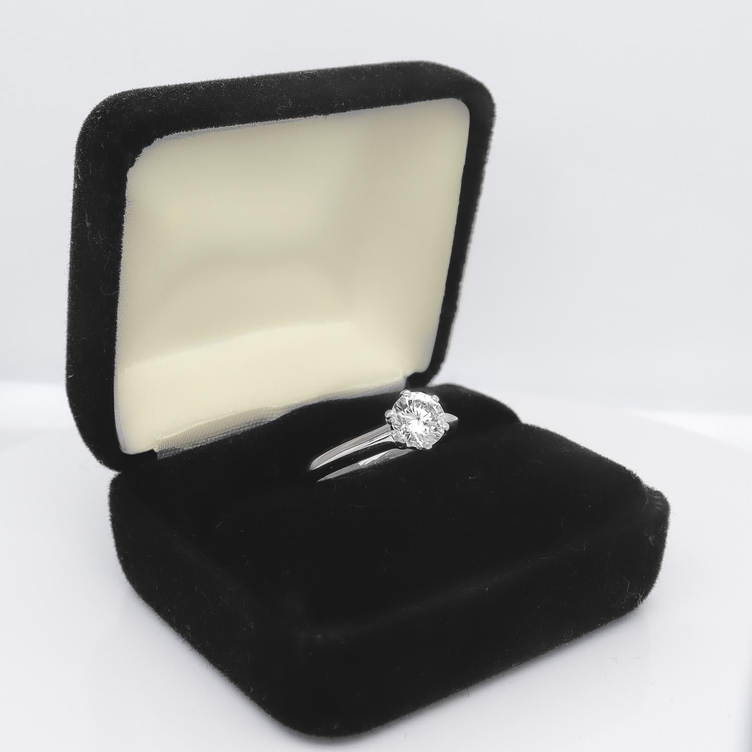 Brilliant Cut Vintage Diamond Solitaire Engagement Ring with a Tiffany & Co. Platinum Setting For Sale