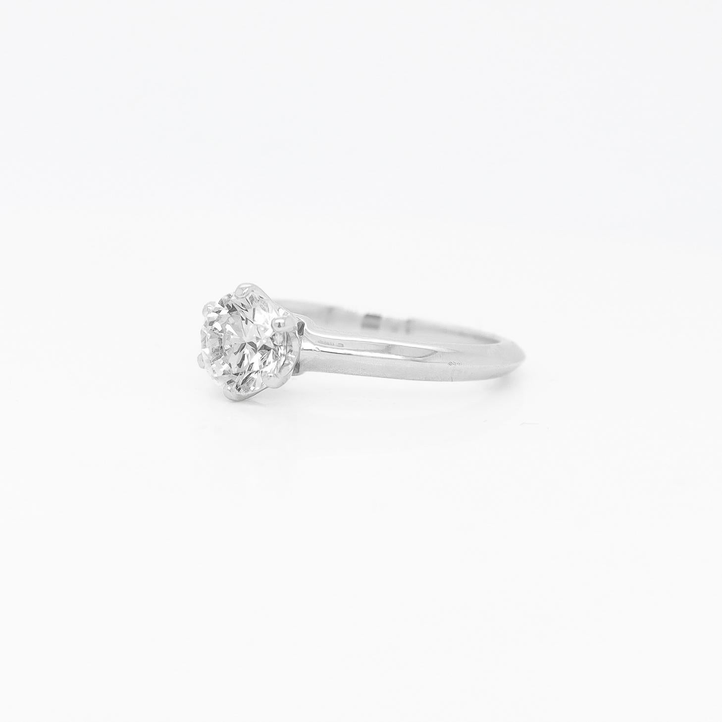 Women's Vintage Diamond Solitaire Engagement Ring with a Tiffany & Co. Platinum Setting For Sale