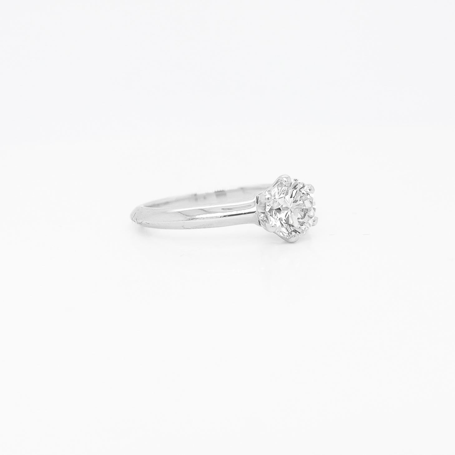 Vintage Diamond Solitaire Engagement Ring with a Tiffany & Co. Platinum Setting For Sale 4