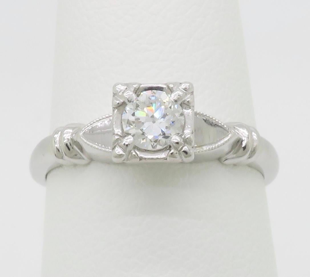 Solitaire en diamant vintage Excellent état - En vente à Webster, NY