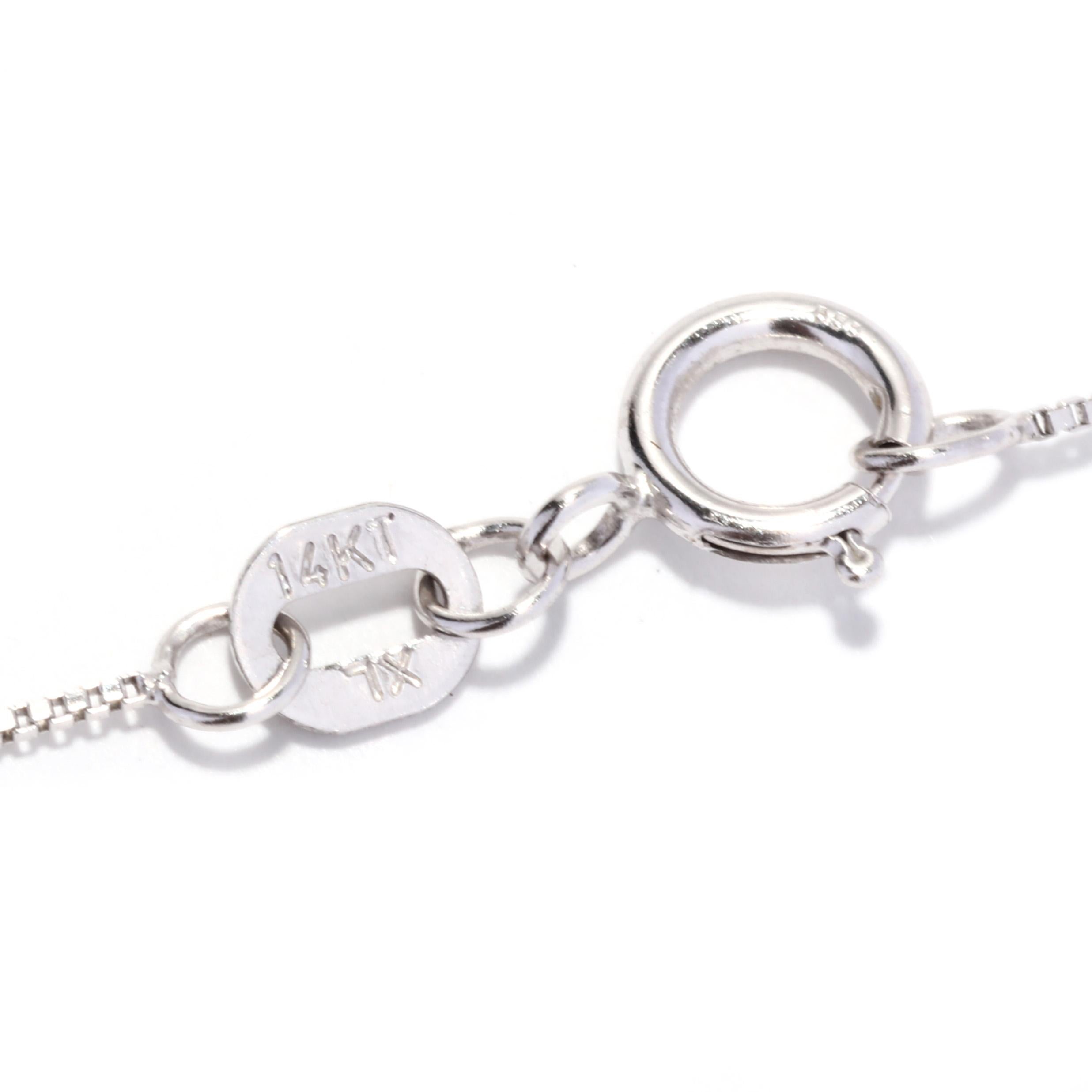 Vintage Diamond Solitaire Necklace, 14KT White Gold, Diamond Flower