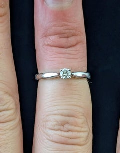Anillo solitario vintage con diamante, oro blanco de 9k, anillos de compromiso