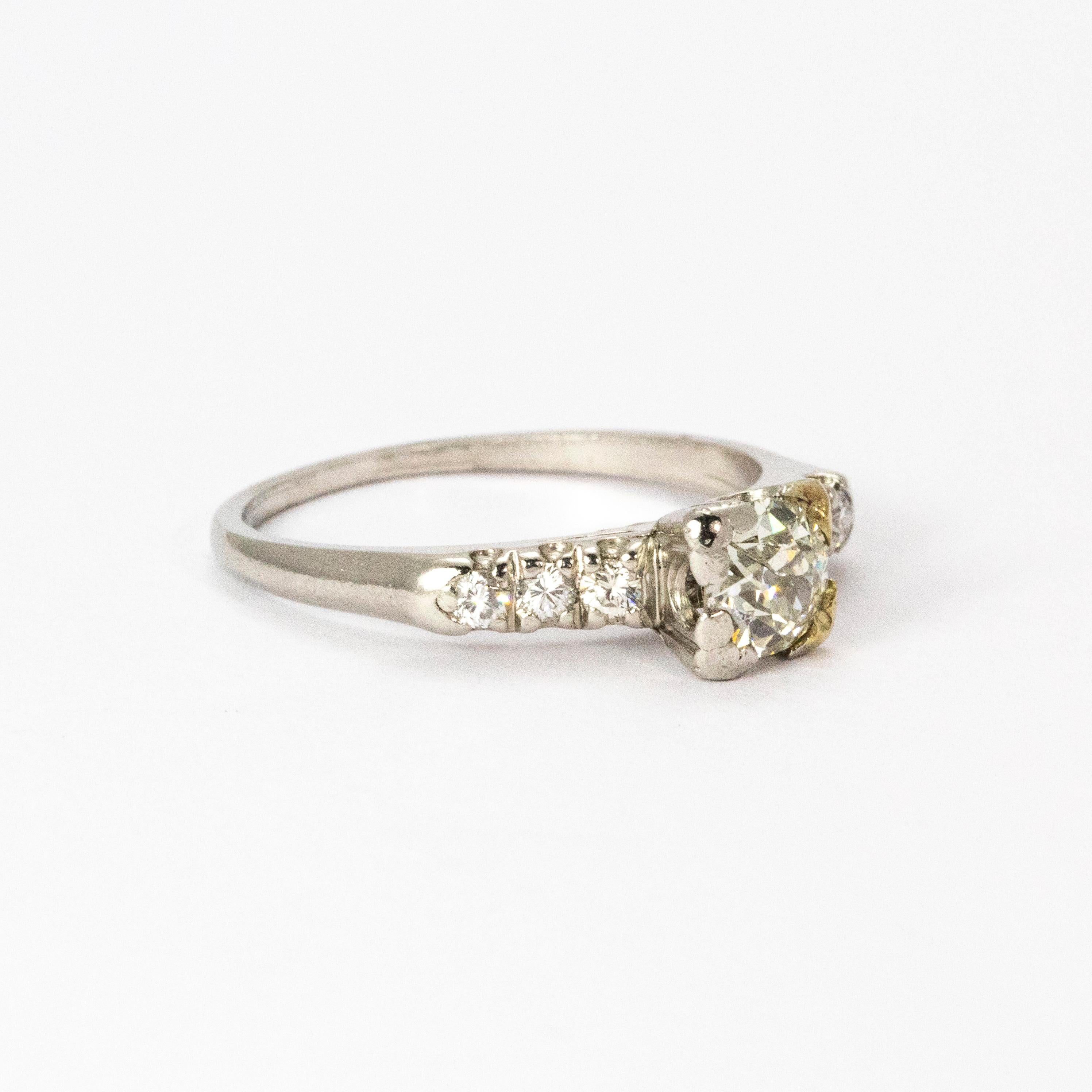 Women's or Men's Vintage Diamond Solitaire Ring For Sale