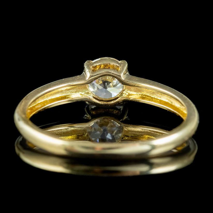 Old European Cut Vintage Diamond Solitaire Ring in 0.80ct Diamond For Sale