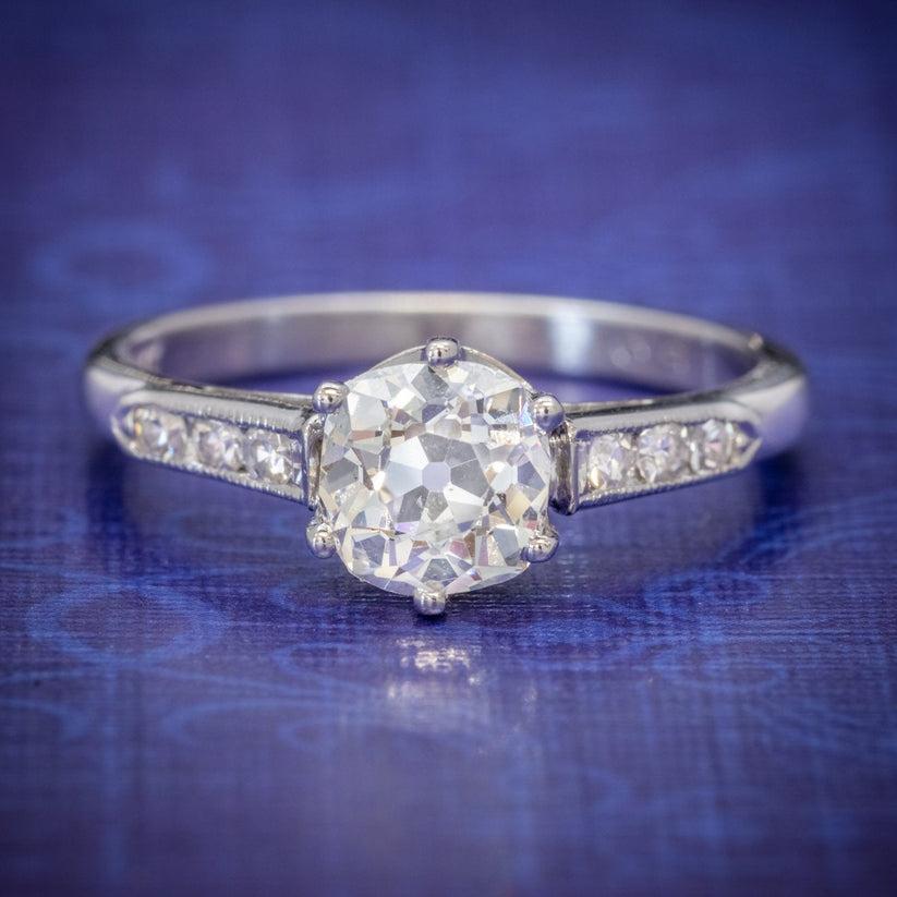 Vintage Diamond Solitaire Ring in 1.25ct Diamond For Sale 5