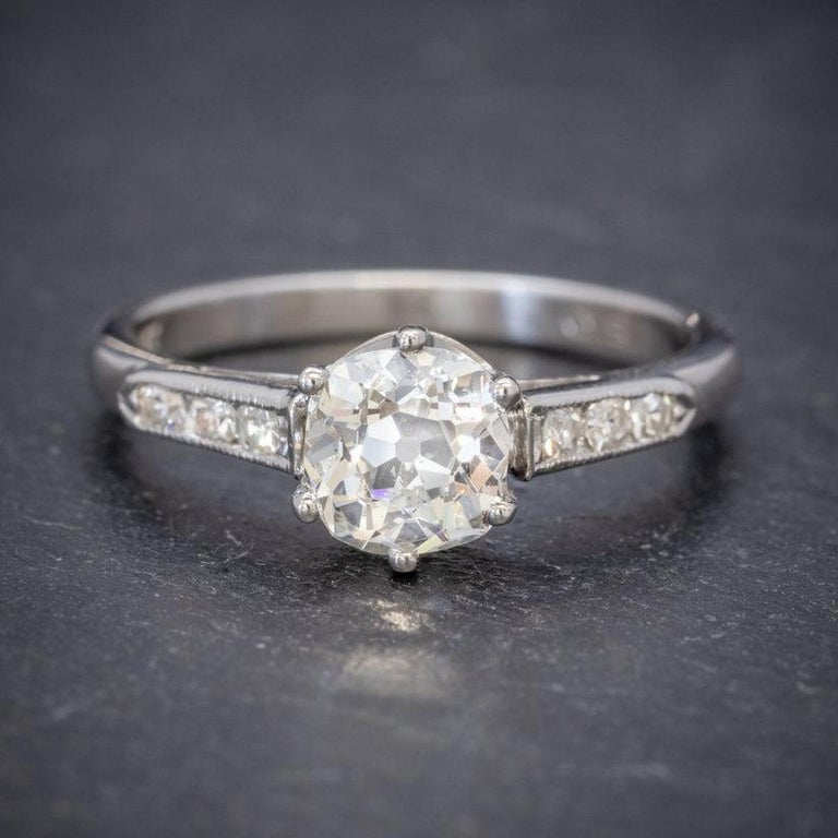 Vintage Diamond Solitaire Ring in 1.25ct Diamond For Sale at 1stDibs