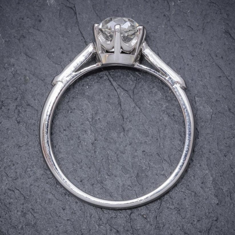 Vintage Diamond Solitaire Ring in 1.25ct Diamond For Sale 2