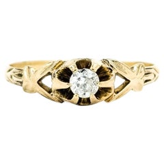 Vintage Diamond Solitaire Ring in 14k Yellow Gold