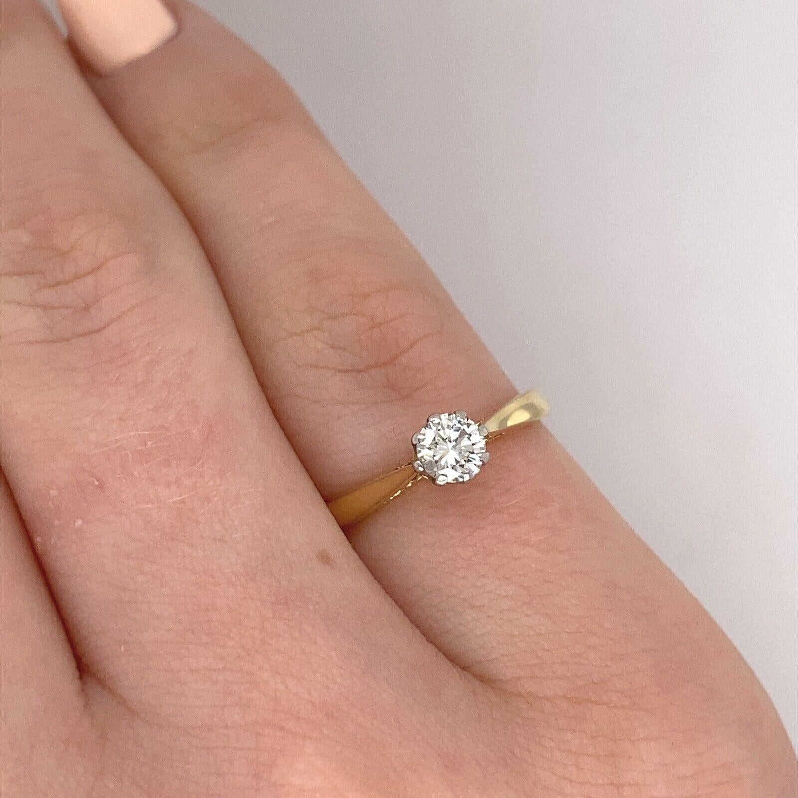 Vintage Diamant Solitär Ring Set mit 0,25ct in 18ct Gelb & Platin Gold Damen im Angebot