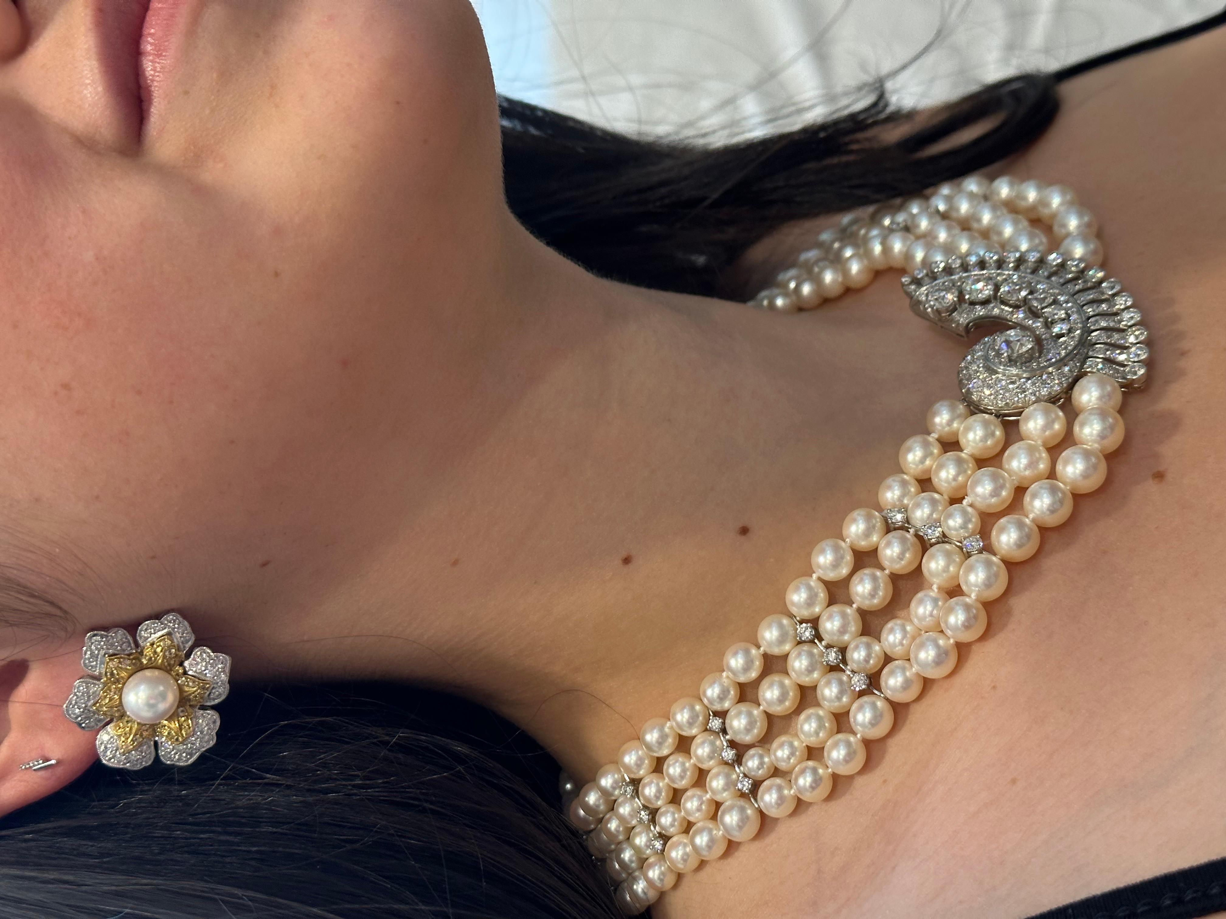 Boucles d'oreilles vintage diamant perle des mers du sud platine grande fleur à clip, bicolore en vente 8