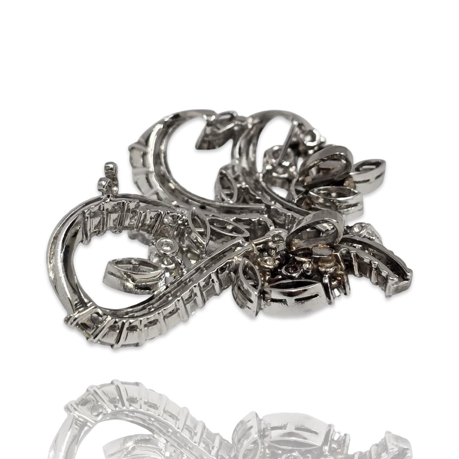 Vintage Diamant-Spray-Anhänger 5,00 tcw in 18K Weißgold Blumenmotiv Damen im Angebot