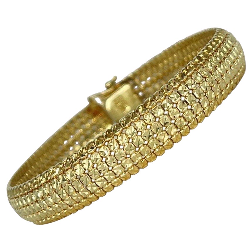 Bracciale vintage con diamanti a taglio quadrato e design a piramide 14k in vendita