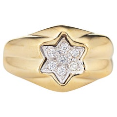 Vintage Diamond Star Ring 14k Yellow Gold Band Sz 7.5 Estate Fine Jewelry
