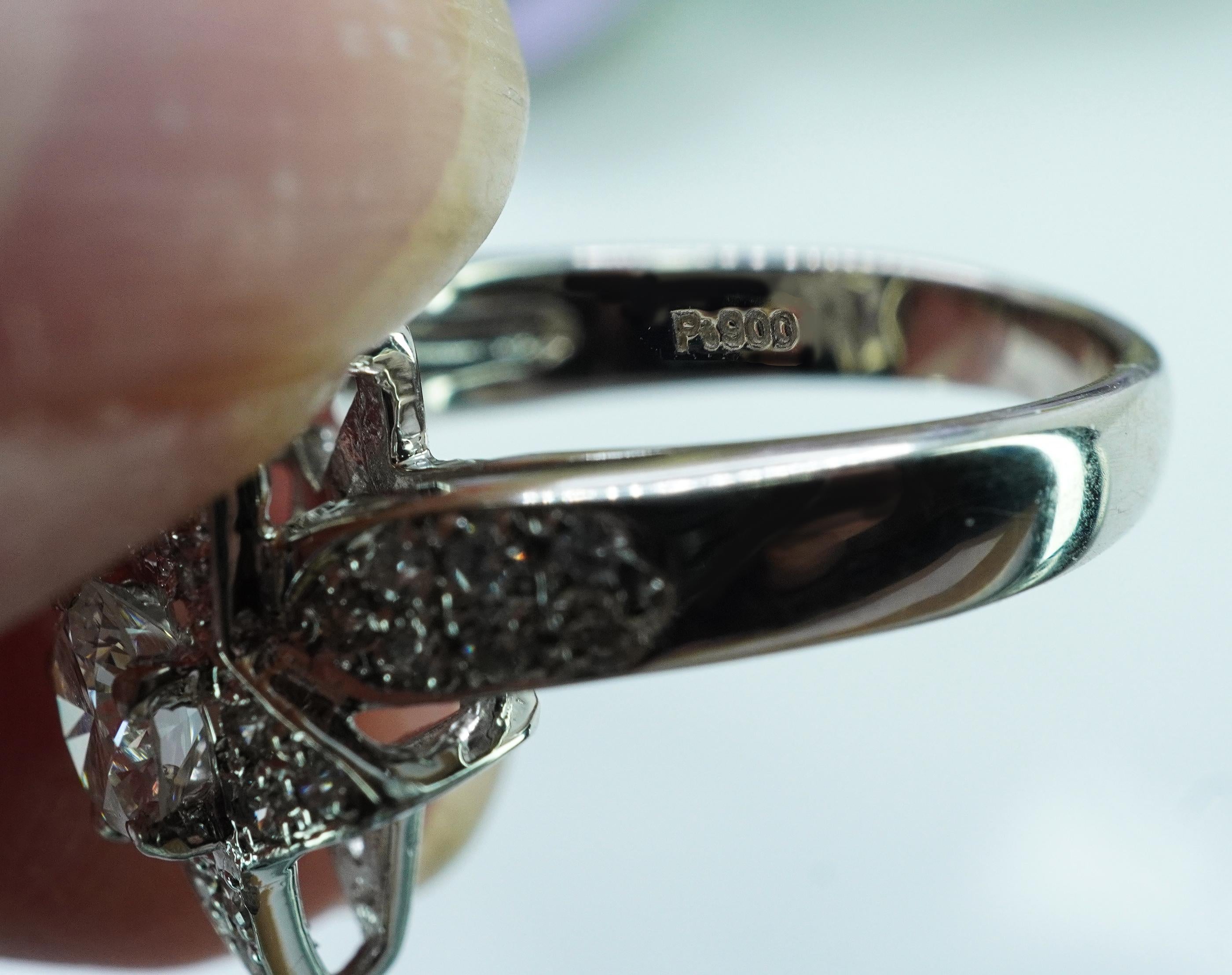 Vintage Diamond Star Ring Platinum .54ct center Estate Jewelry 1.21cttw For Sale 4