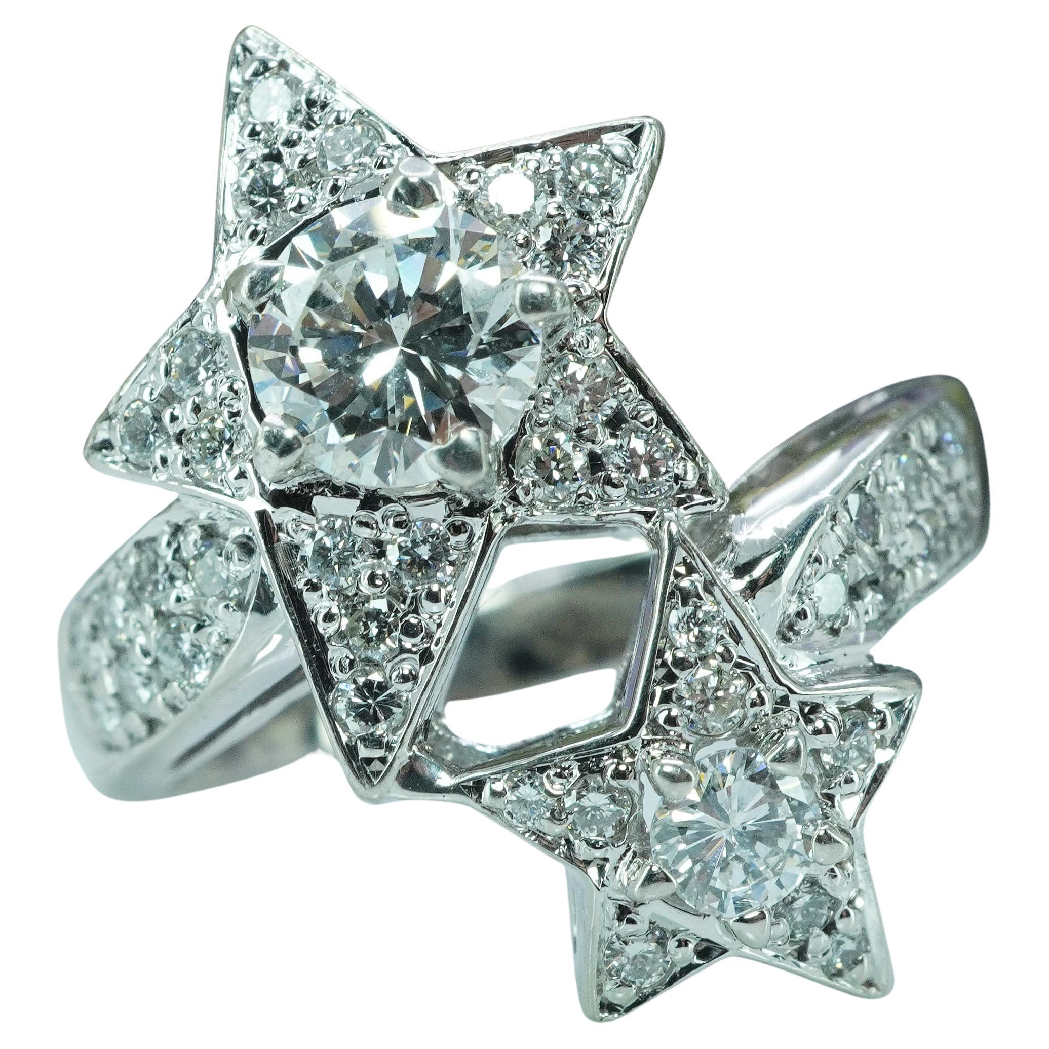 Vintage Diamond Star Ring Platinum .54ct center Estate Jewelry 1.21cttw For Sale