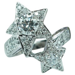 Vintage Diamond Star Ring Platinum .54ct center Estate Jewelry 1.21cttw