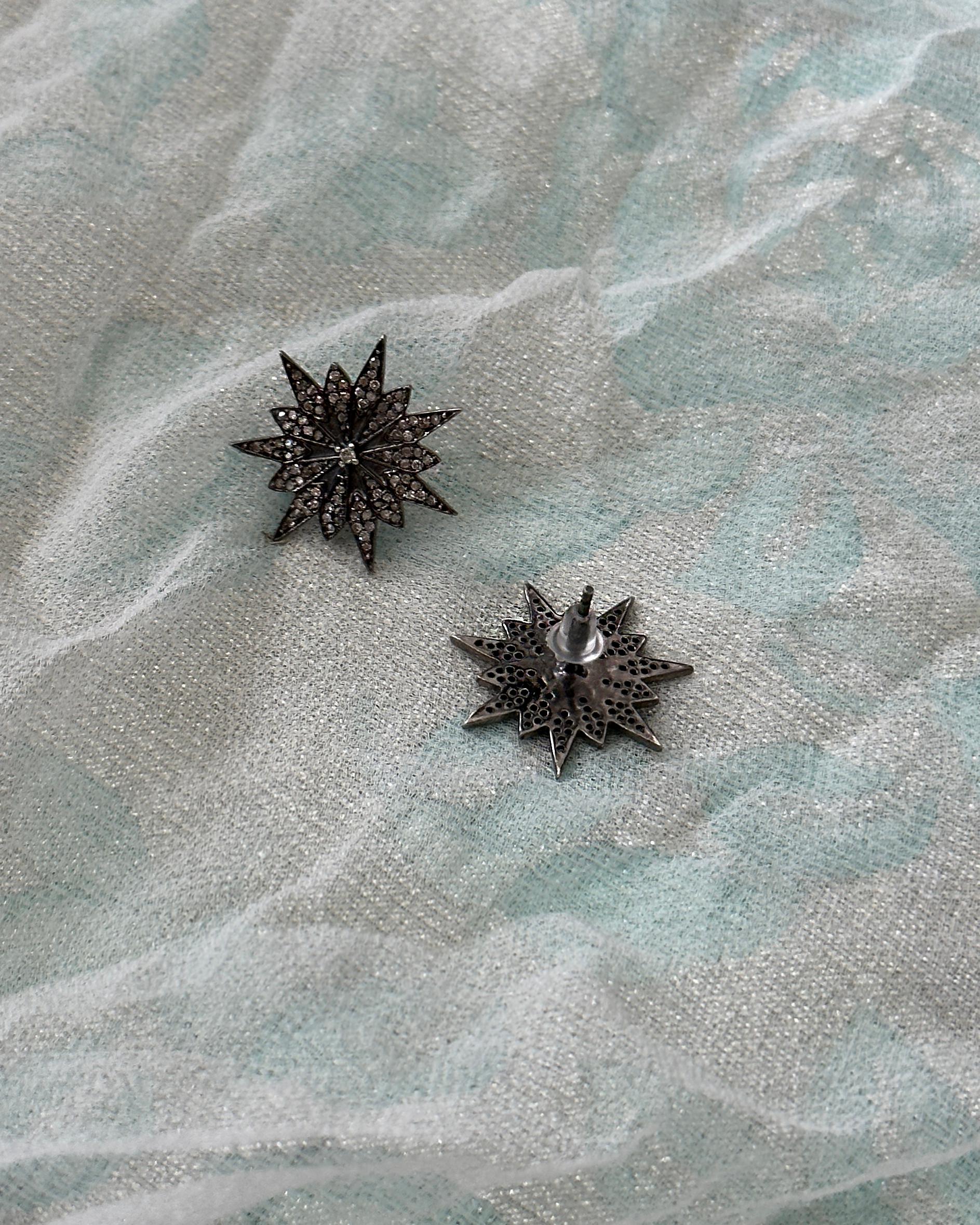 Vintage Diamond Starburst Earrings For Sale 1