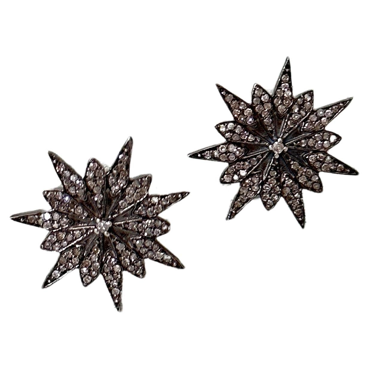 Vintage Diamond Starburst Earrings For Sale