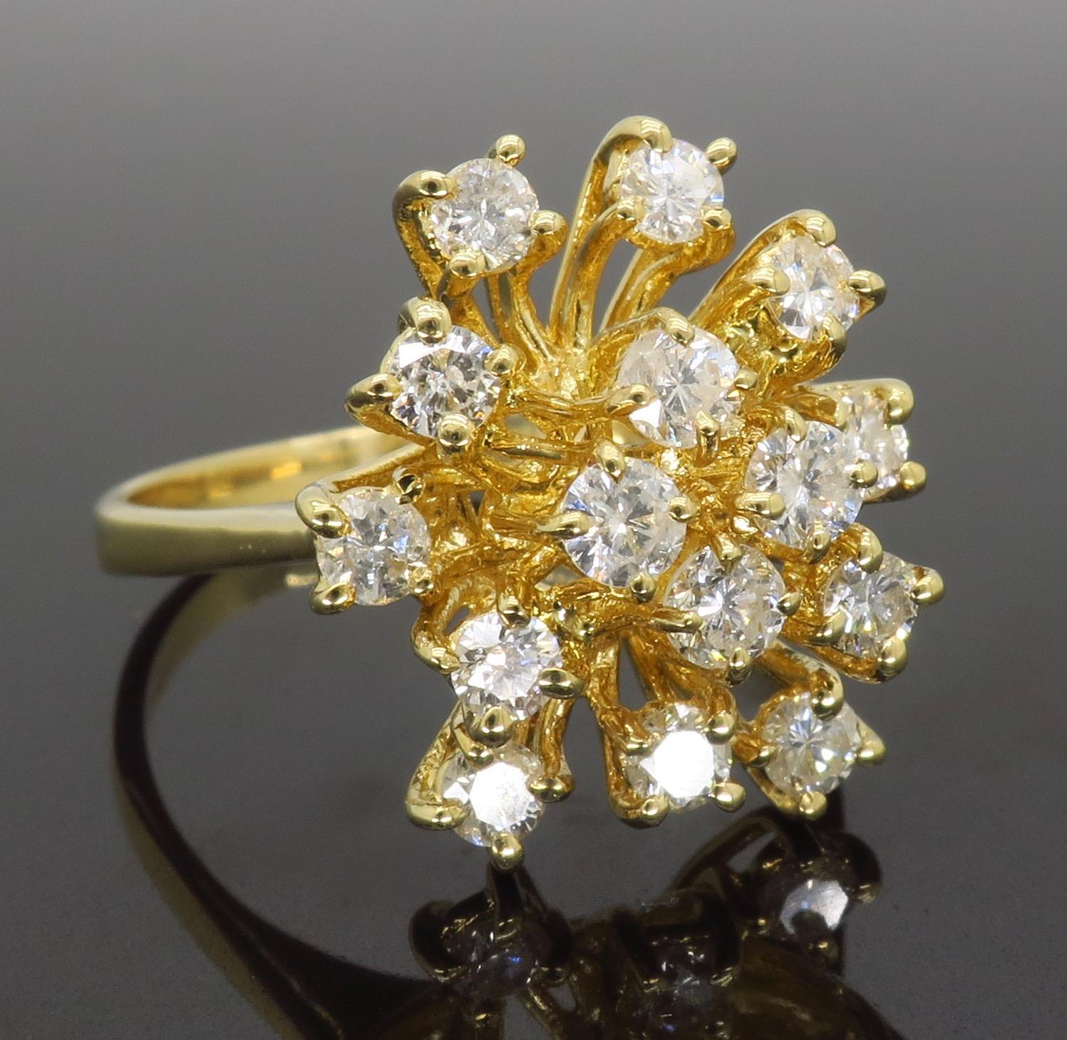 Vintage Diamond Starburst Ring 4