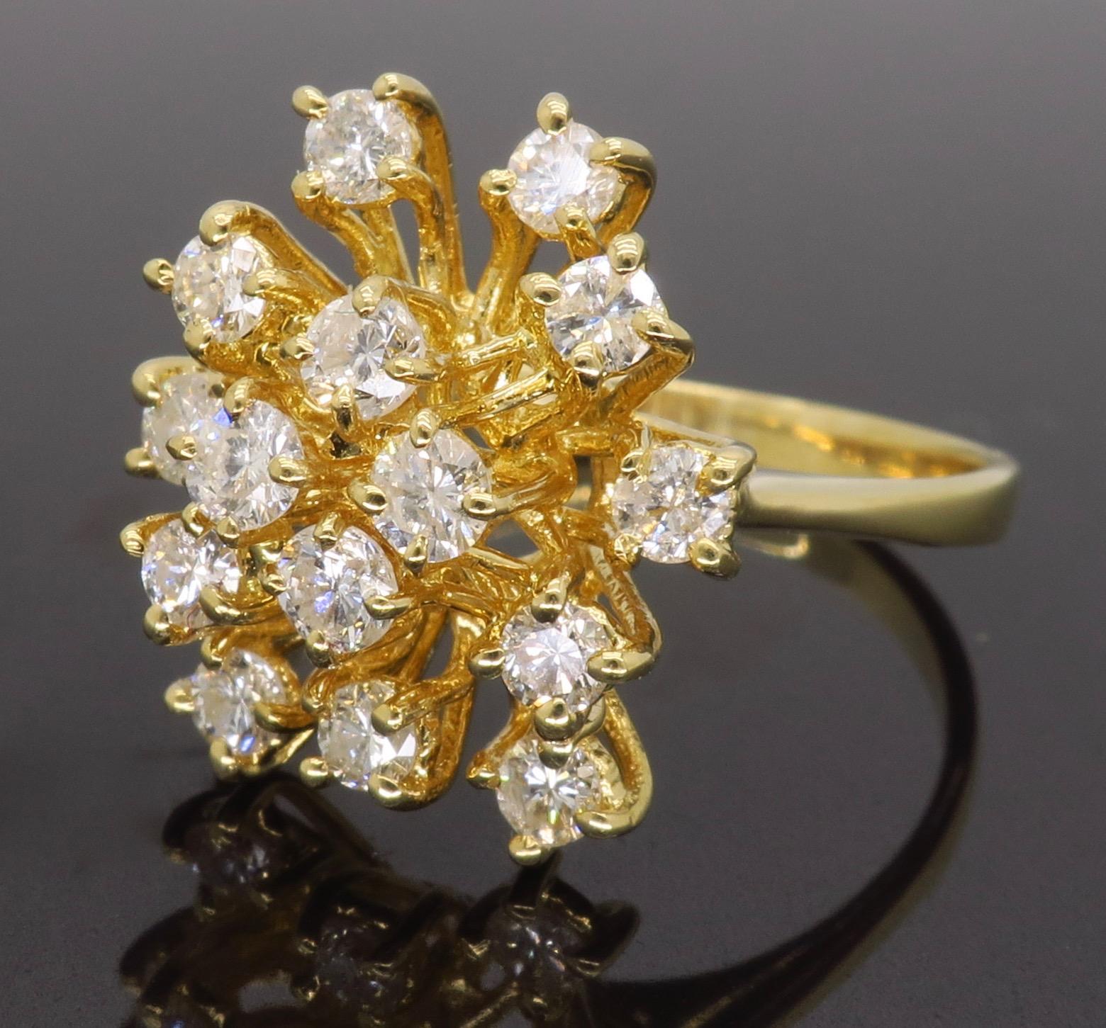 Women's or Men's Vintage Diamond Starburst Ring
