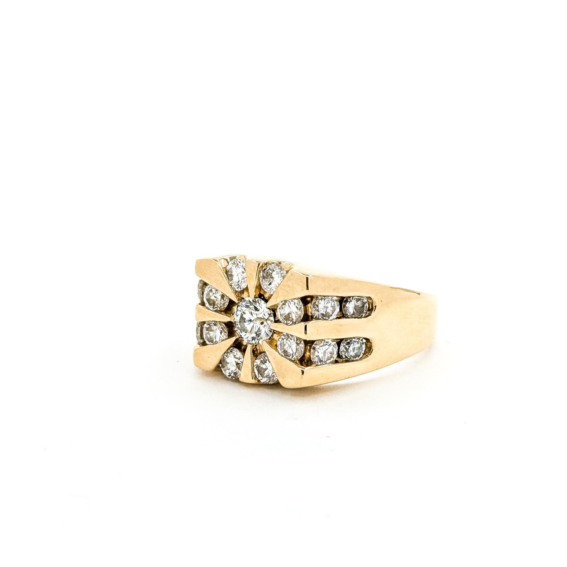 Vintage Diamond Starburst Ring in 14k Gelbgold (Retro) im Angebot