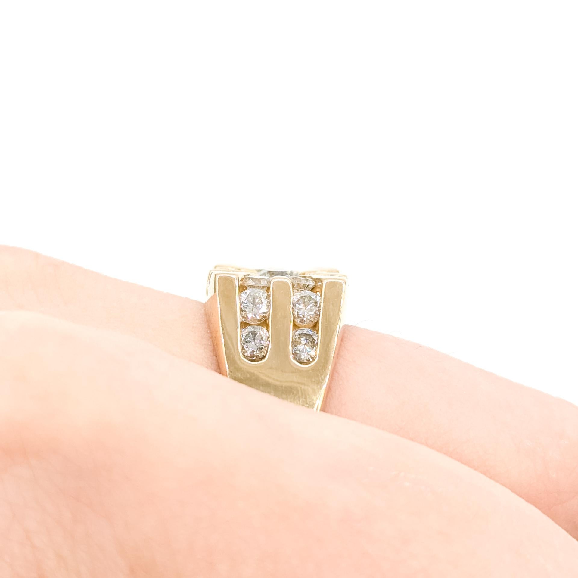 Vintage Diamond Starburst Ring in 14k Gelbgold (Rundschliff) im Angebot