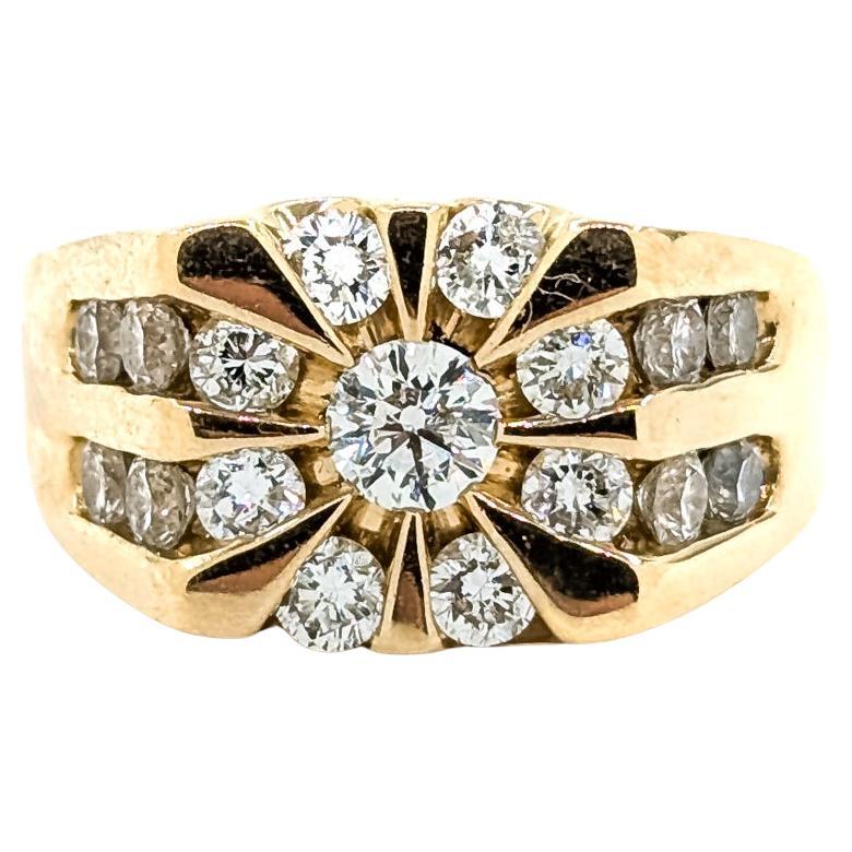 Bague vintage en or jaune 14k avec étoile de diamants