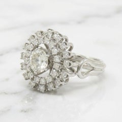 Vintage Diamond Starburst Ring Old Cut White Gold