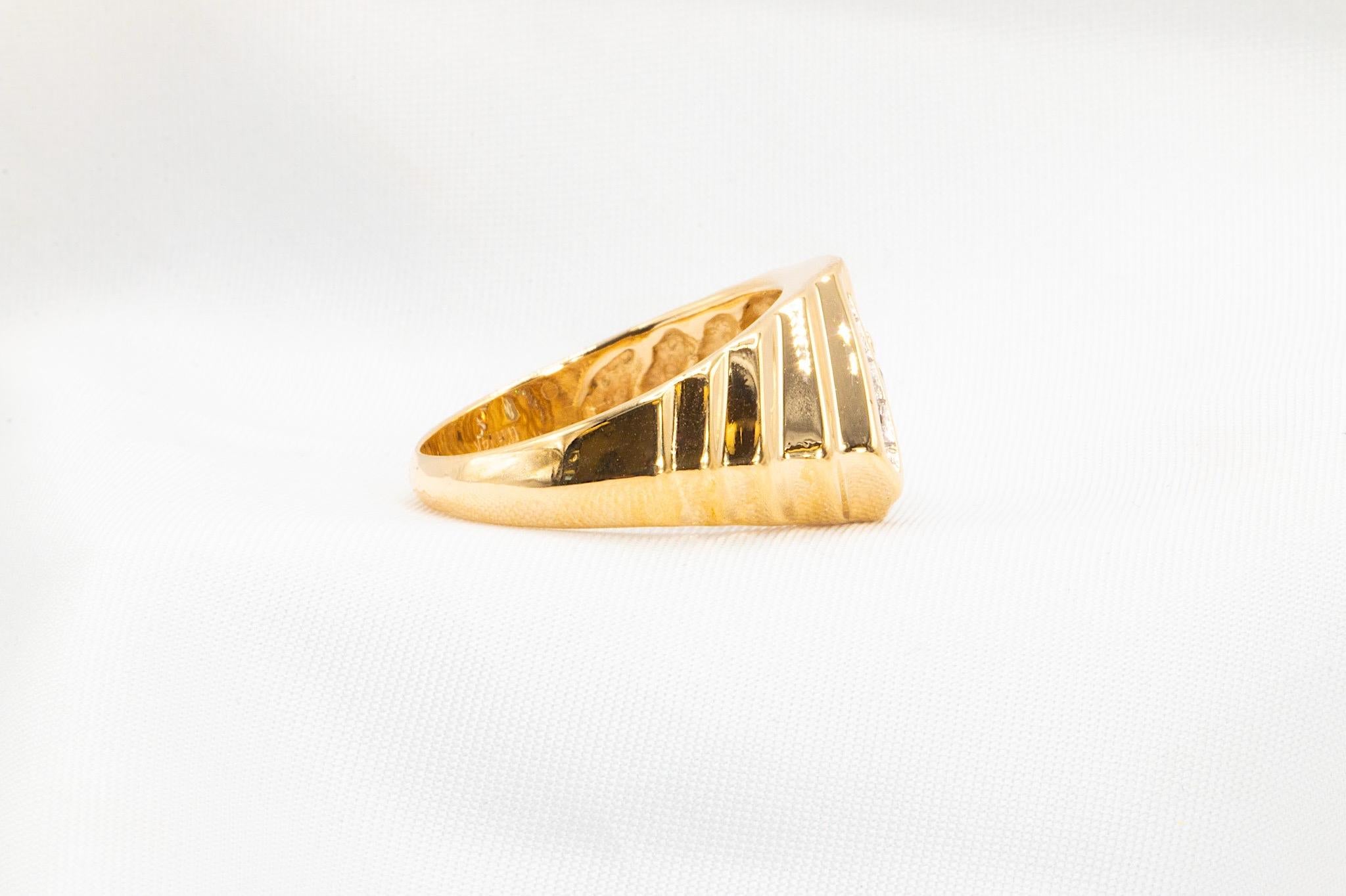 Rétro Bandeau Vintage en or jaune 14K avec diamant en vente