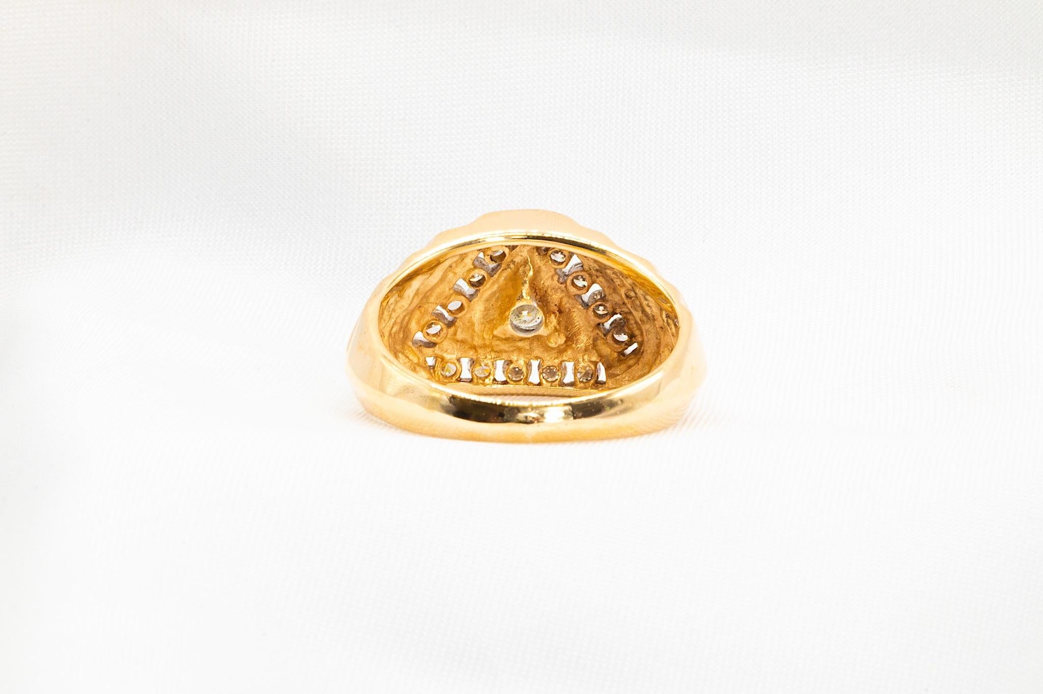Taille ronde Bandeau Vintage en or jaune 14K avec diamant en vente