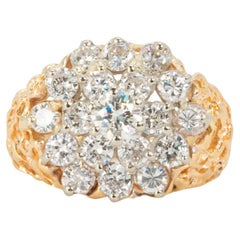 Bague de déclaration en or jaune 14K avec diamant vintage