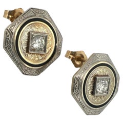 Vintage Diamond Stud Earrings 14K White
Yellow Gold