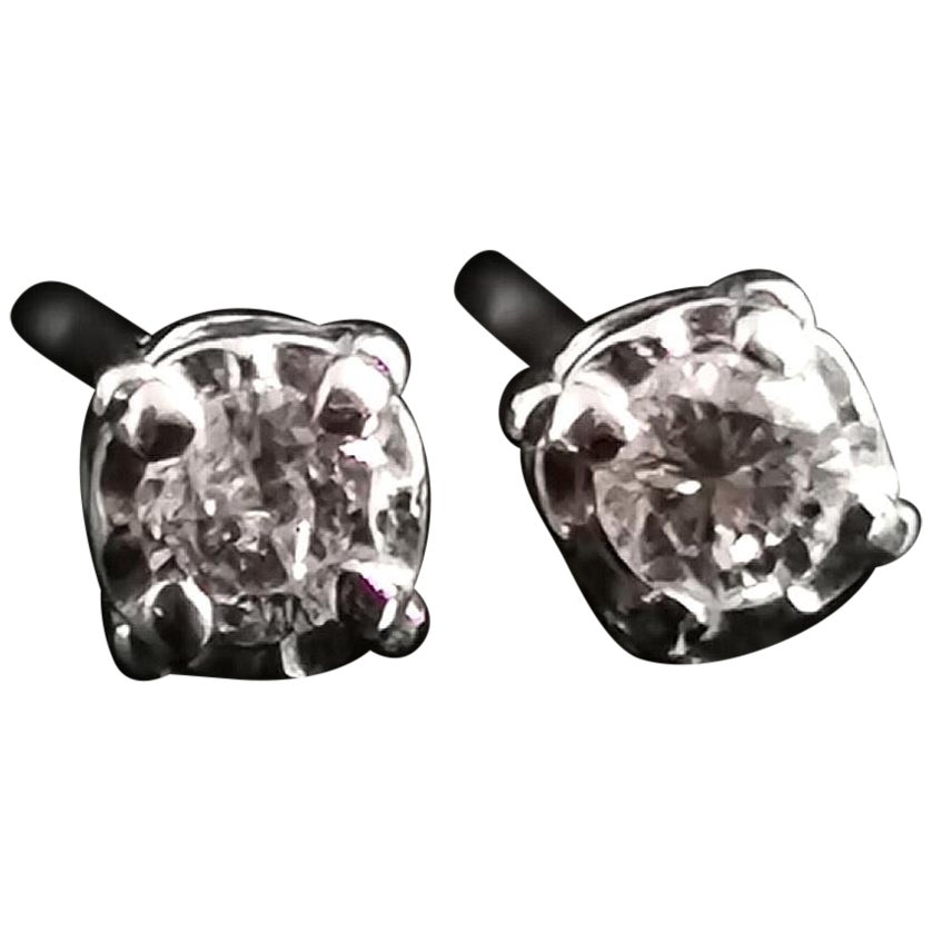 Vintage Diamond Stud Earrings, 9 Karat White Gold, 1990s