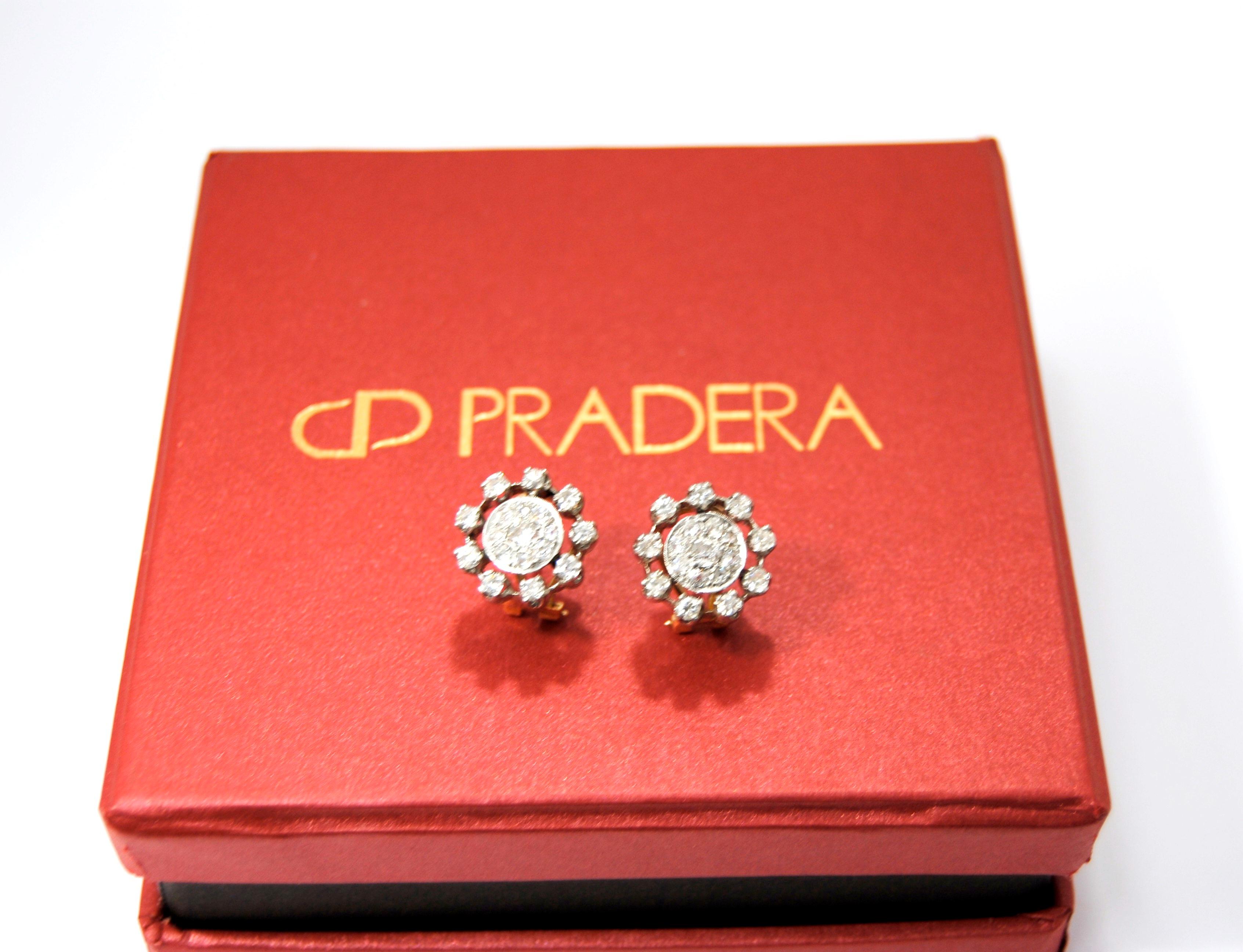 Women's Vintage Diamond Stud Earrings in 18 Karat White and Rose Gold