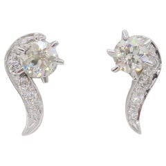 Clous d'oreilles vintage avec 2,62 carats de diamants