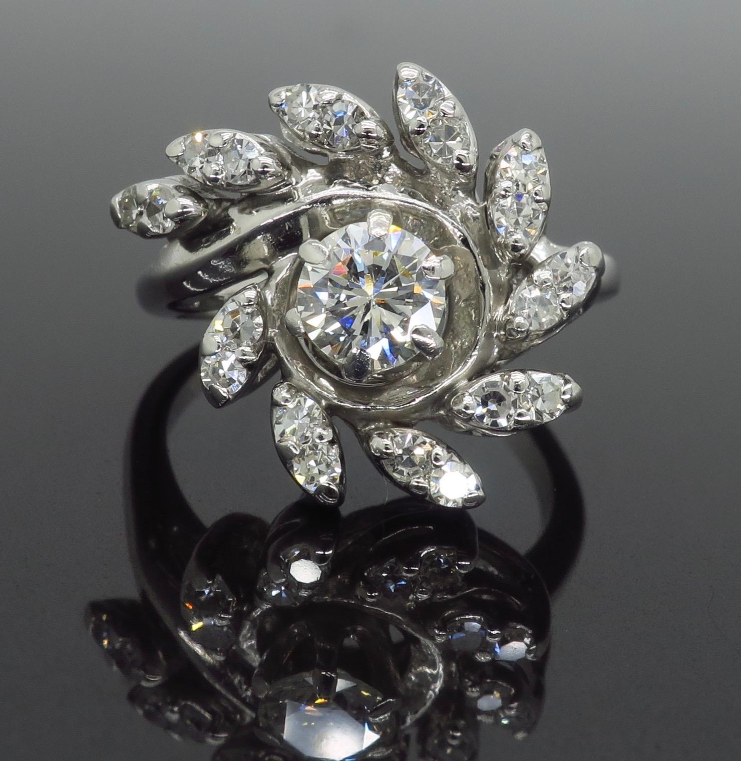 Round Cut Vintage Diamond Swirl Ring