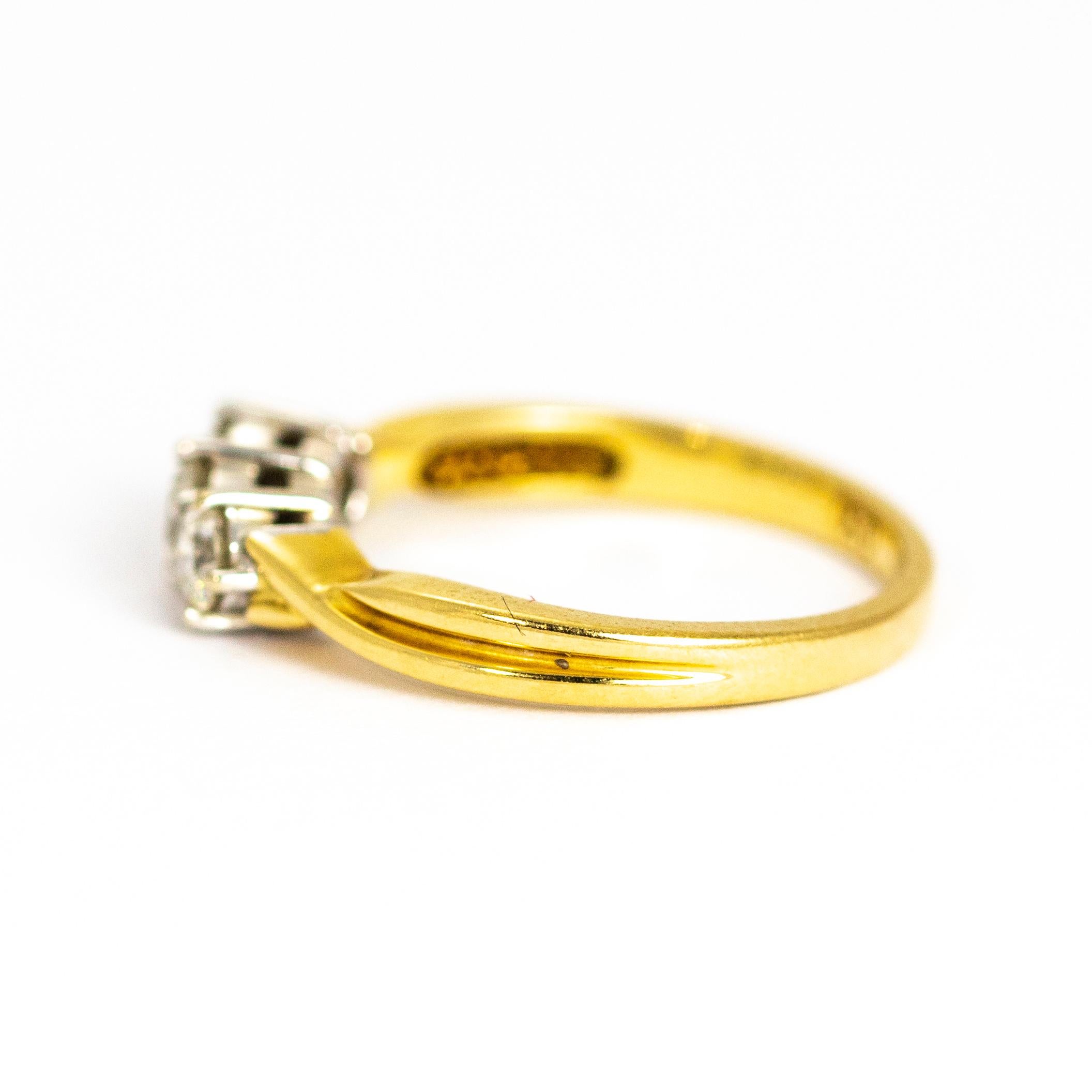 Modern Vintage Diamond Three-Stone 18 Carat Gold Ring For Sale