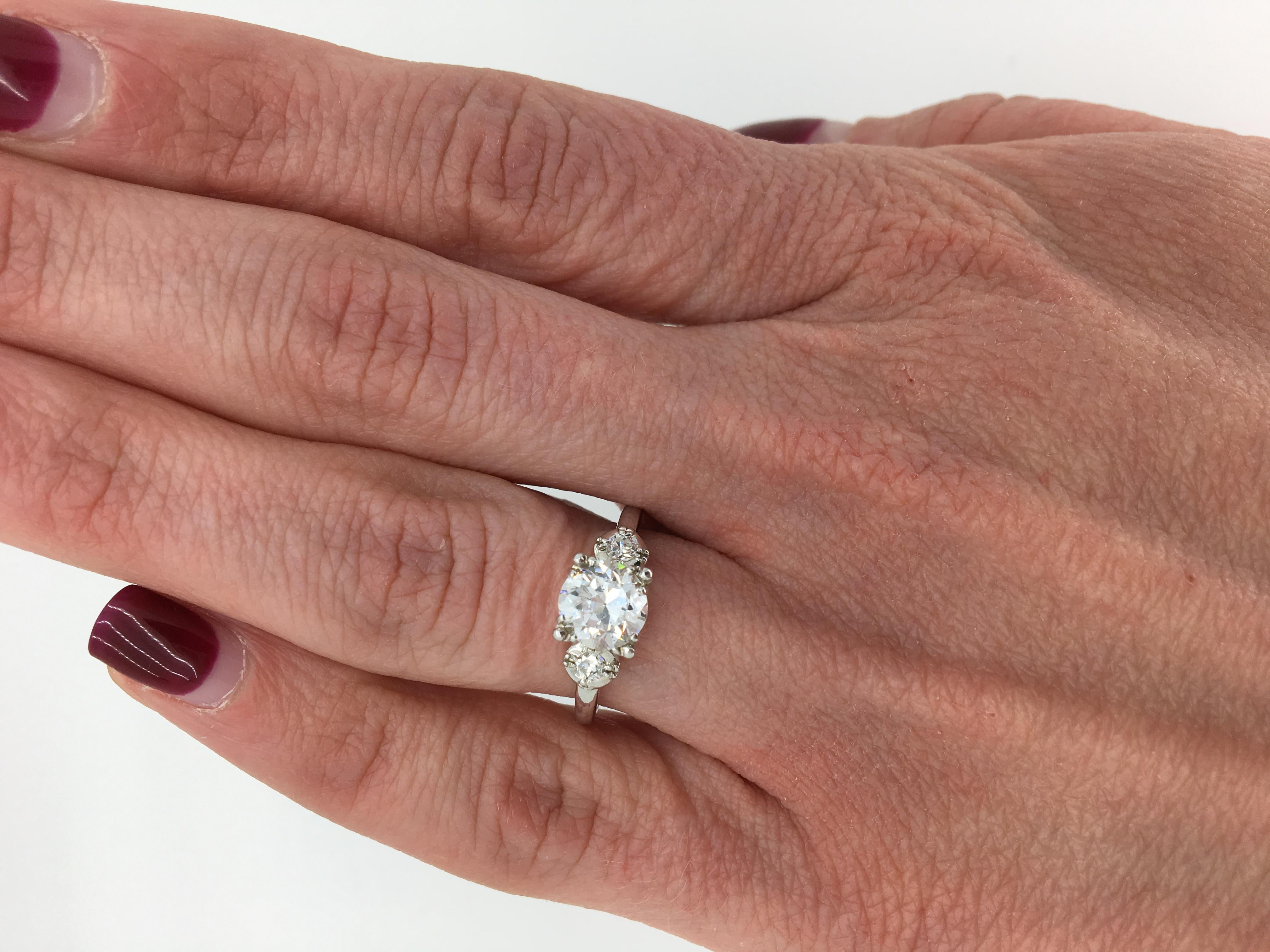 Vintage fishtail prong style engagement ring featuring and approximately 1.10CT Transitional Round Cut Diamond.

Center Diamond Carat Weight: Approximately 1.10CT
Center Diamond Cut: Round Transitional
Center Diamond Color:  G-H
Center Diamond