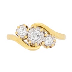 Vintage Diamond Three-Stone Twist Ring, circa 1950s