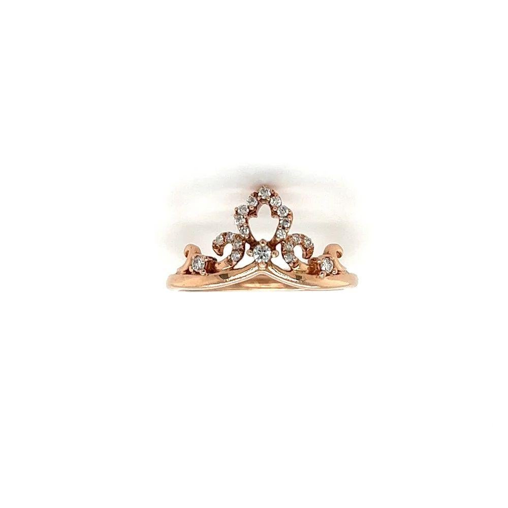 Round Cut Vintage Diamond Tiara Design Gold Band Ring For Sale