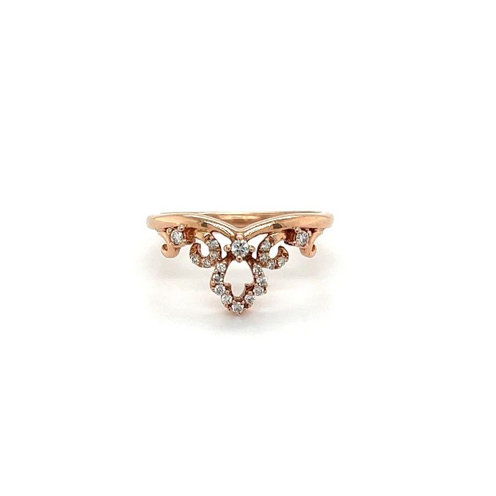 Vintage Diamond Tiara Design Gold Band Ring For Sale 1